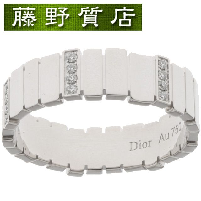 （新品仕上げ済）クリスチャン ディオール Christian Dior ジェム ディオール リング K18 WG ホワイトゴールド ダイヤ #58 JGEM95023 GEM DIOR リング ディオールリング ブランドジュエリー メンズ 中古指輪 8566