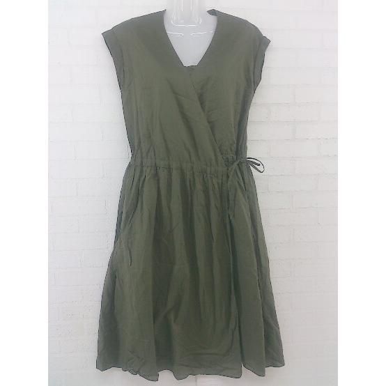 ◇ ◎ ivory court アイボリーコート フレンチスリーブ ラップ 巻き ロング ワンピース カーキ レディース P 【中古】 【1208250003249】