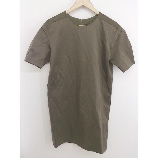 ◇ Demi-Luxe BEAMS デミルクス ビームス ストレッチ 五分袖 ミニ ノーカラー ワンピース サイズ36 カーキ系 レディース P 【中古】 【1208250004420】