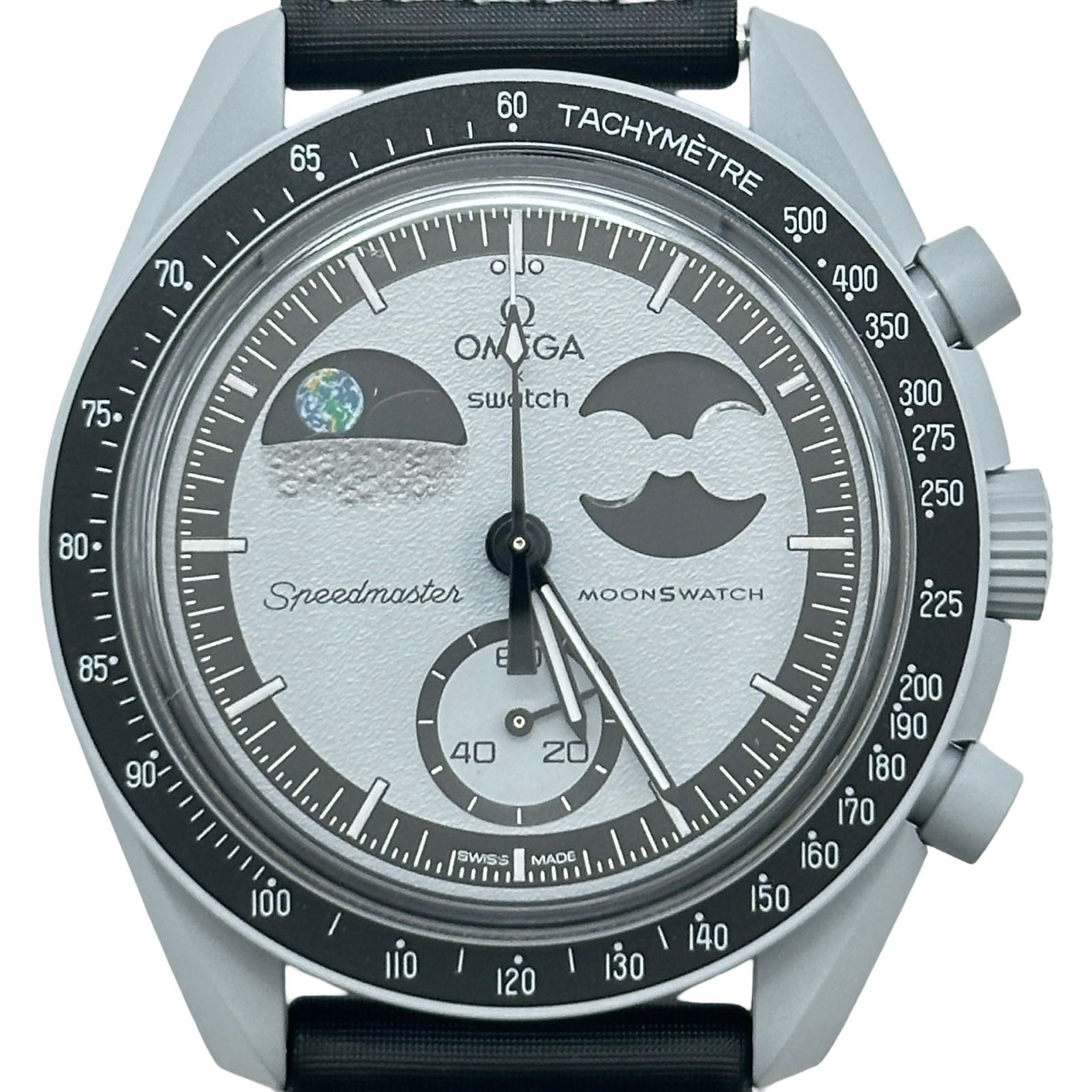 オメガ OMEGA スウォッチ ムーンウォッチ コレクション トゥ アースフェイズ SO33M700 グレー セラミック クオーツ メンズ 腕時計
