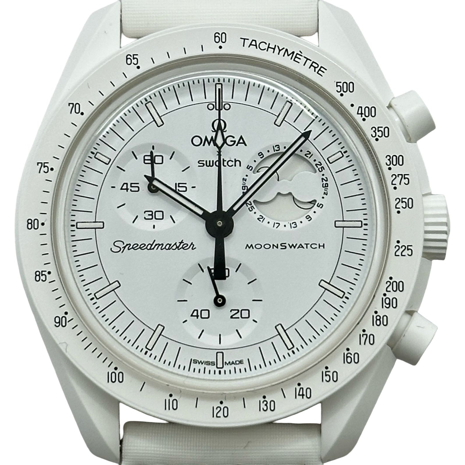 オメガ OMEGA スウォッチ ムーンウォッチ スヌーピーコラボ SO33W700 ホワイト セラミック クオーツ メンズ 腕時計