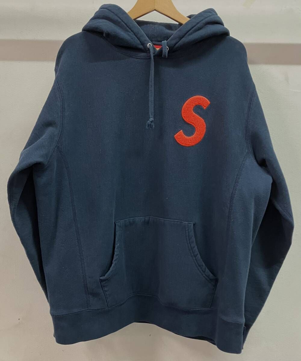 Supreme シュプリーム パーカー S Logo Hooded Sweatshirt サイズL ネイビー カナダ製 綿100%