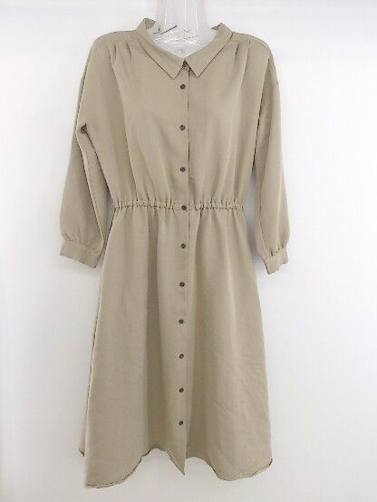 ◇ chocol raffine robe ショコラ フィネ ローブ フロントボタン 長袖 膝下丈 ワンピース サイズF ベージュ レディース P 【中古】 【1208260017267】