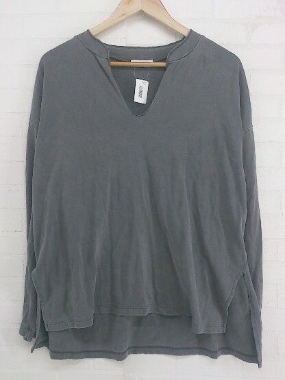 ◇ BEAUTY & YOUTH ピグメント加工 スキッパー オーバーサイズ 長袖 カットソー グレー系 レディース P 【中古】 【1208290000222】 11,762円
