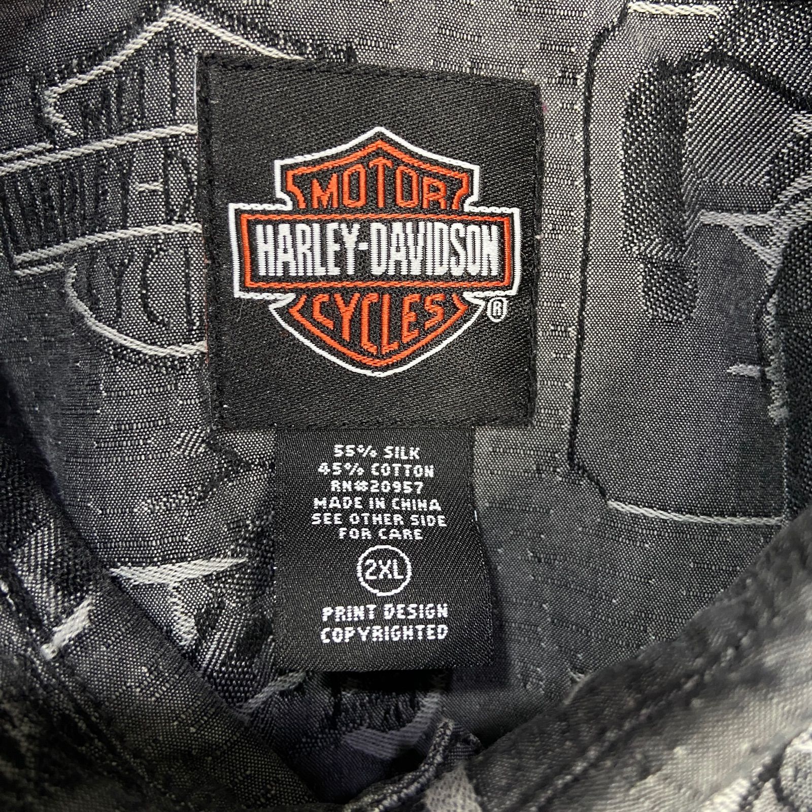 HARLEY-DAVIDSON 半袖 シルクシャツ 2XL ライトベージュ ハーレー