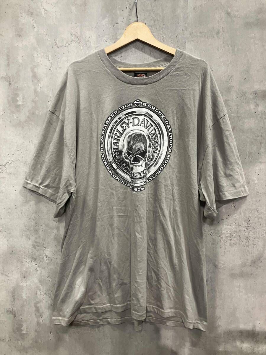 USA製 HARLEY DAVIDSON ハーレーダビッドソン モーターサイクル バイクTEE グレー サイズ3XL