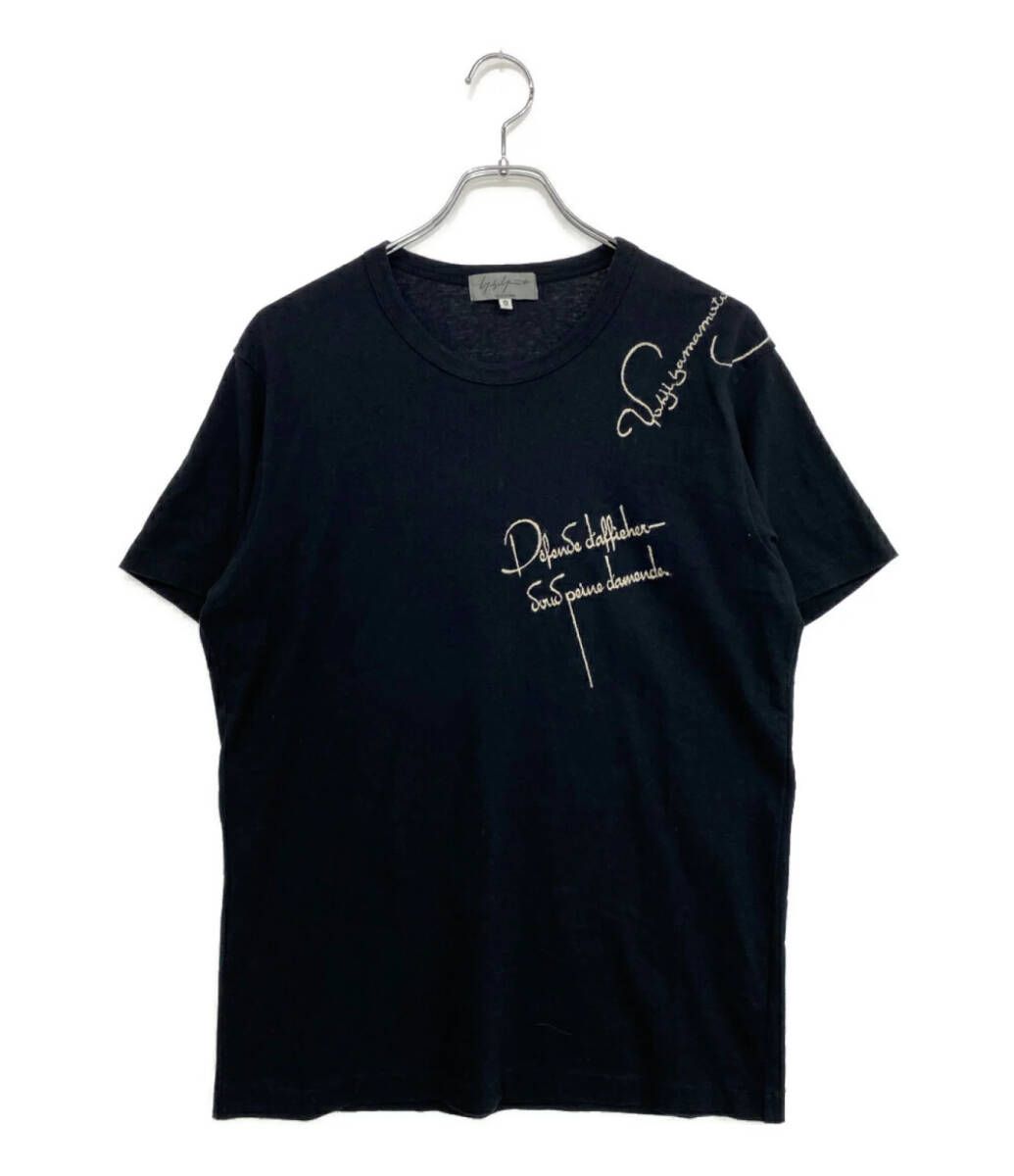 07AW YOHJI YAMAMOTO POUR HOMME ヨウジヤマモトプールオム 刺繍メッセージカットソー HX-T27-061 メンズ SIZE 3