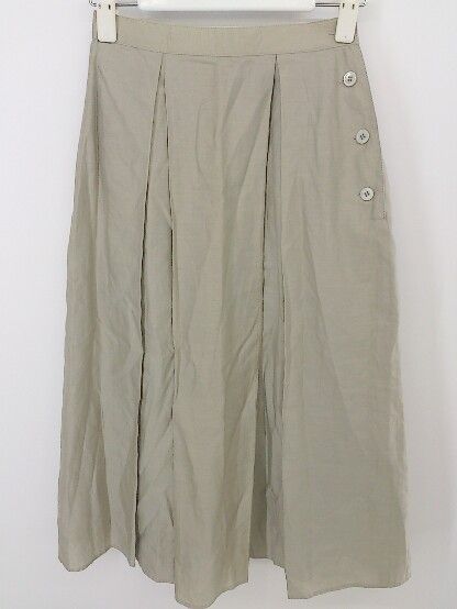 ◇ Calvin Klein カルバンクライン リネン混 膝下丈 フレア スカート サイズ7 ベージュ系 レディース P 【中古】 【1208290007689】
