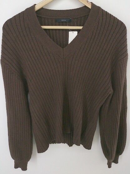 ◇ EMODA エモダ Vネック リブ 長袖 ニット セーター サイズF ブラウン レディース P 【中古】 【1208300006657】