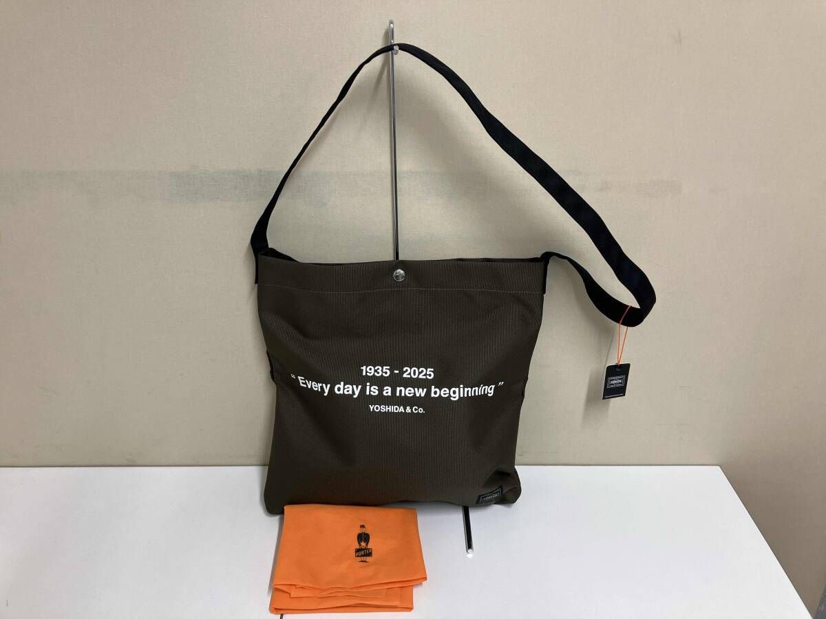 【保存袋、ポーチ付き】 PORTER ポーター 創業90周年記念展覧会限定 バイナルショルダーバッグ カーキ×ブラウン
