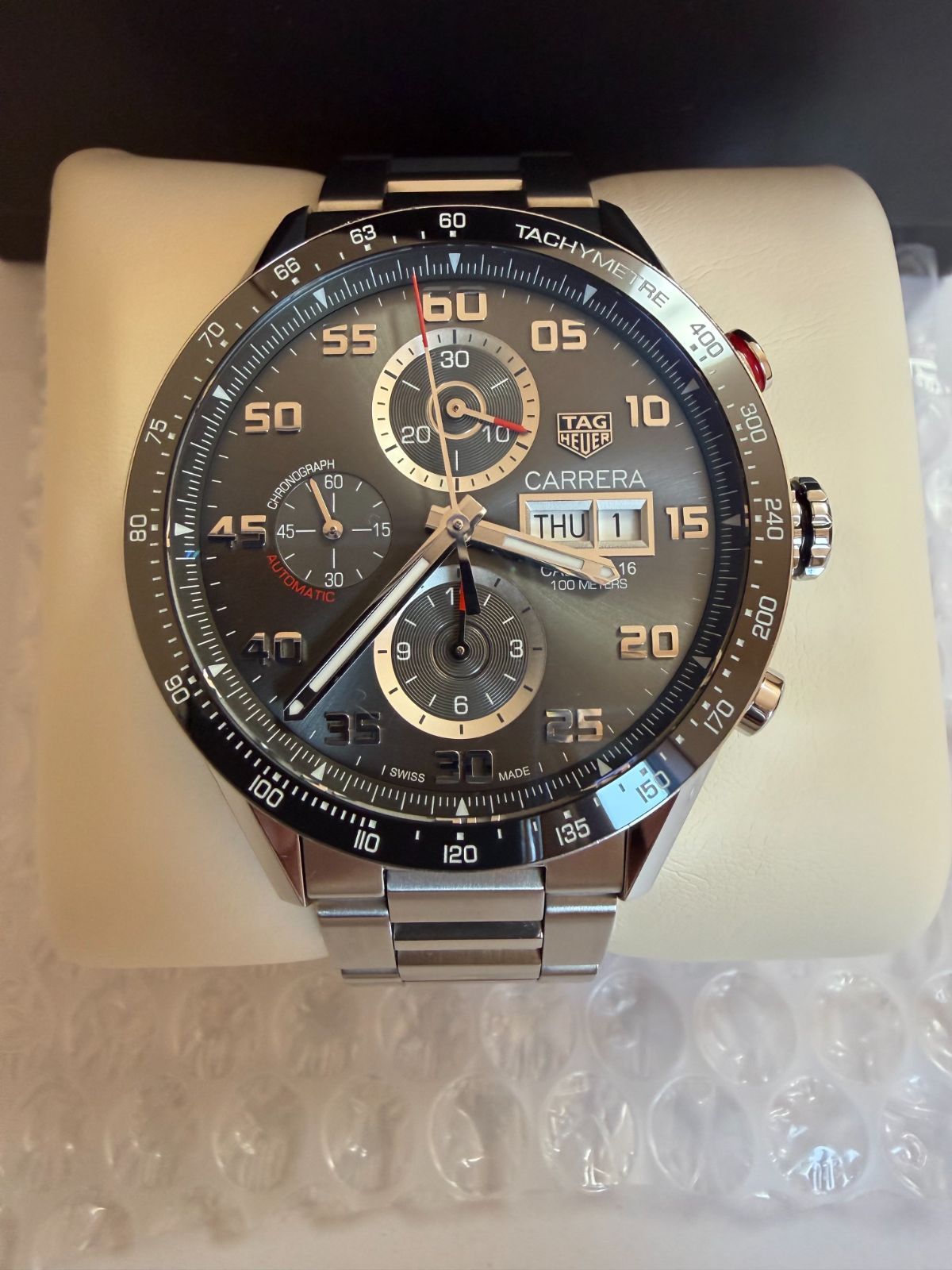 美品】TAG Heuer カレラ キャリバー16 クロノグラフ グレー文字盤