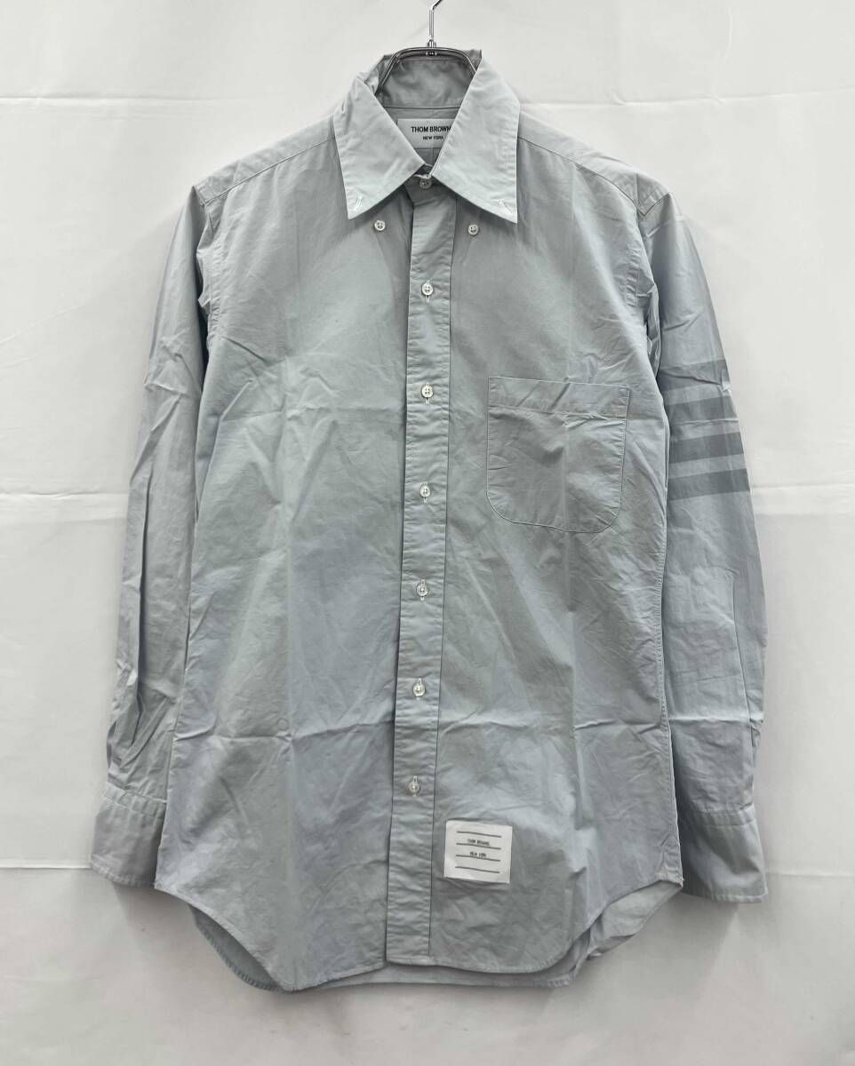 THOM BROWNE トムブラウン 長袖シャツ 綿100% USA製 サイズ0 ライトブルー 通年