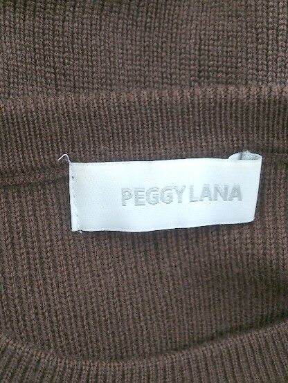 ◇ PEGGY LANA ペギーラナ ラップ巻き風 長袖 膝下丈 ニット ワンピース サイズF ブラウン レディース P 【1209020002837】