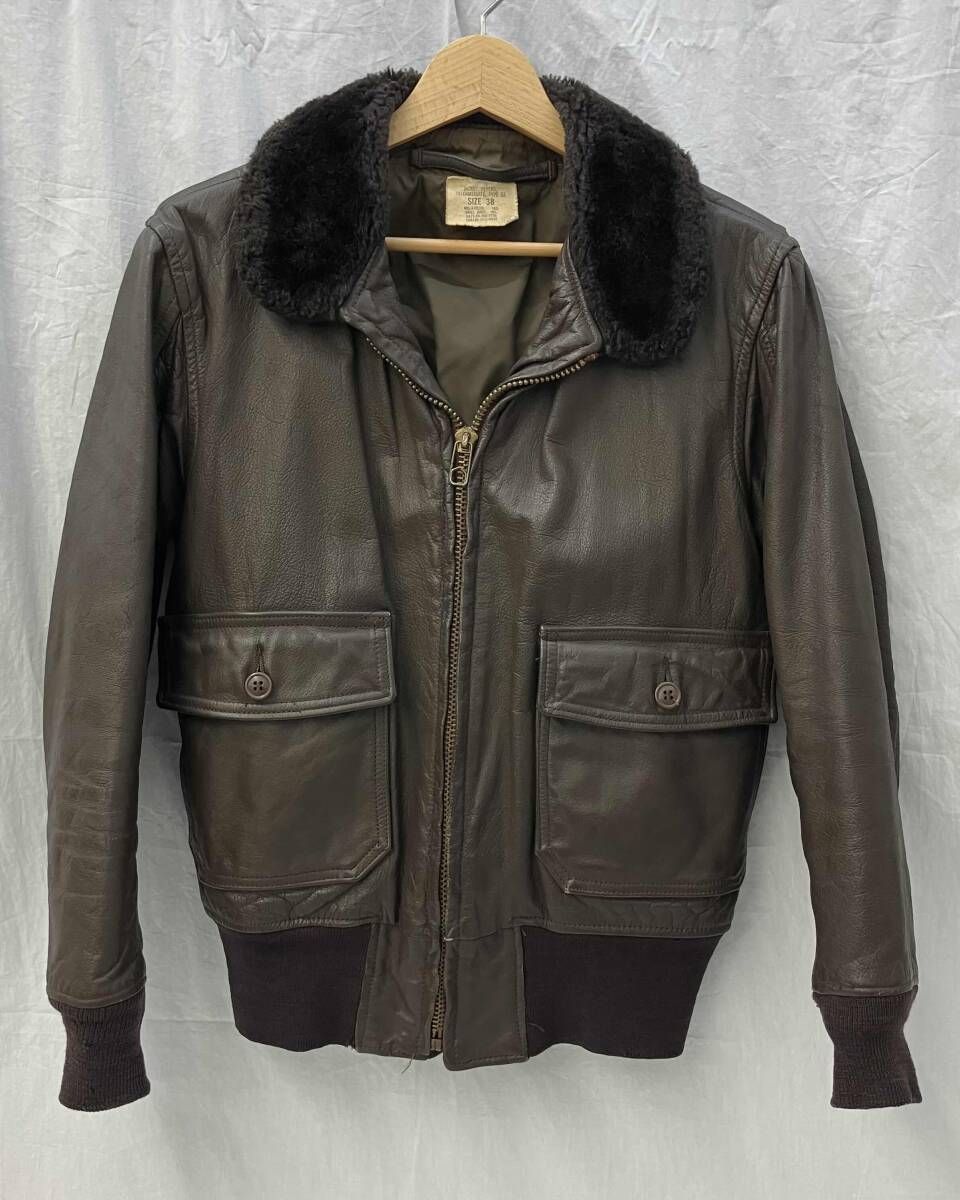 [70s] JACKET FLYERS INTERMEDIATE TYPE G1 フライトジャケット タイプG1 レザージャケット MIL-J-7823E 38 ブラウン USN