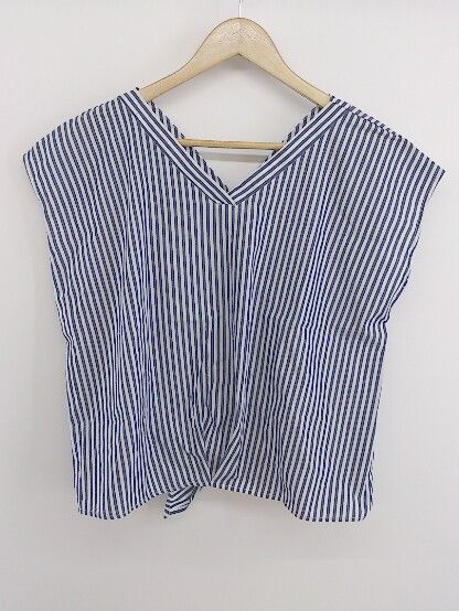 ◇ index インデックス ストライプ ノースリーブ シャツ ブラウス サイズL ネイビー ホワイト レディース P 【中古】 【1209020006972】