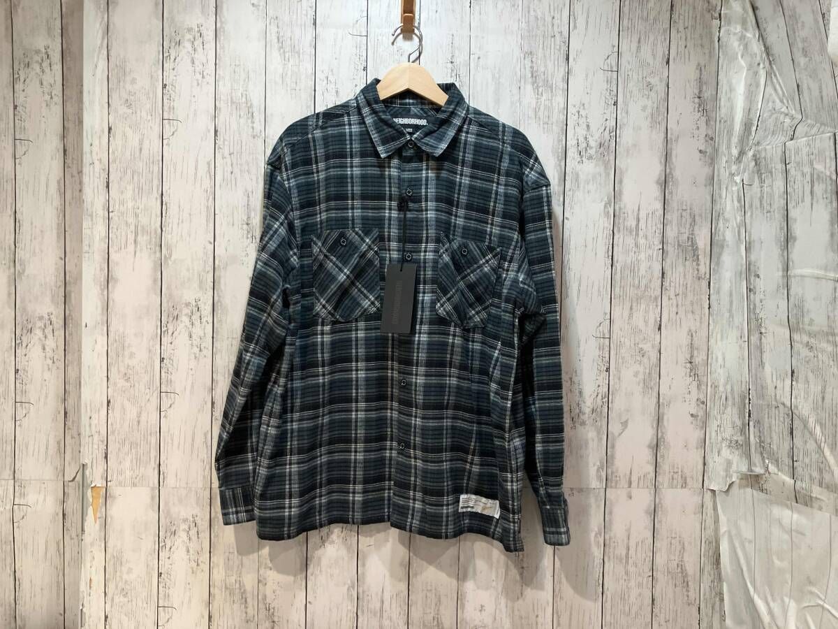 【タグ付き】NEIGHBORHOOD ネイバーフッド 長袖シャツ CLAN TARTAN CHECK SHIRT LS チェック柄グレー系 L