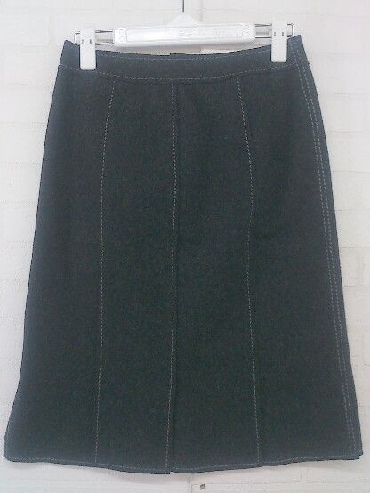 ◇ 23区 ニジュウサンク ステッチ 膝丈 タイト スカート サイズ32 グレー レディース P 【中古】 【1209050001527】