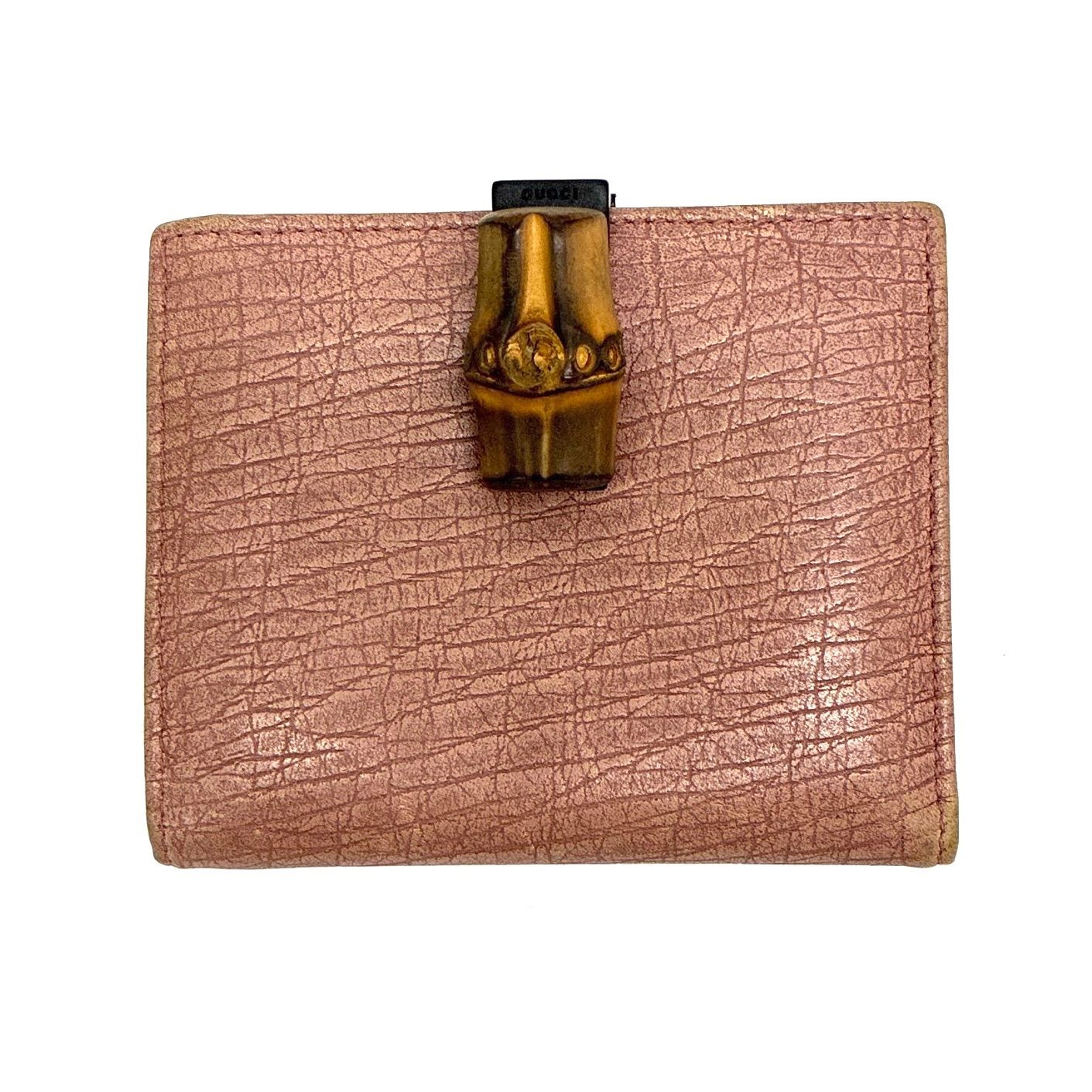 ◆GUCCI◆グッチ バンブー 二つ折り財布 ピンク