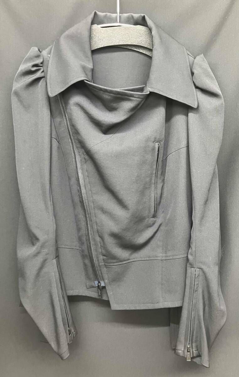 25SS YOHJI YAMAMOTO FEMME COLLECTIONS GABARDINE BIG LAPEL BIKER JACKET FP-J66-100 サイズ2 ブラック ヨウジヤマモト