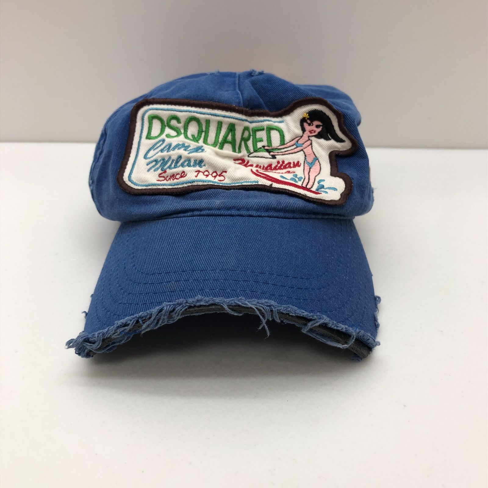 DSQUARED2 キャップ 帽子 ダメージ加工 ブルー ディースクエアード