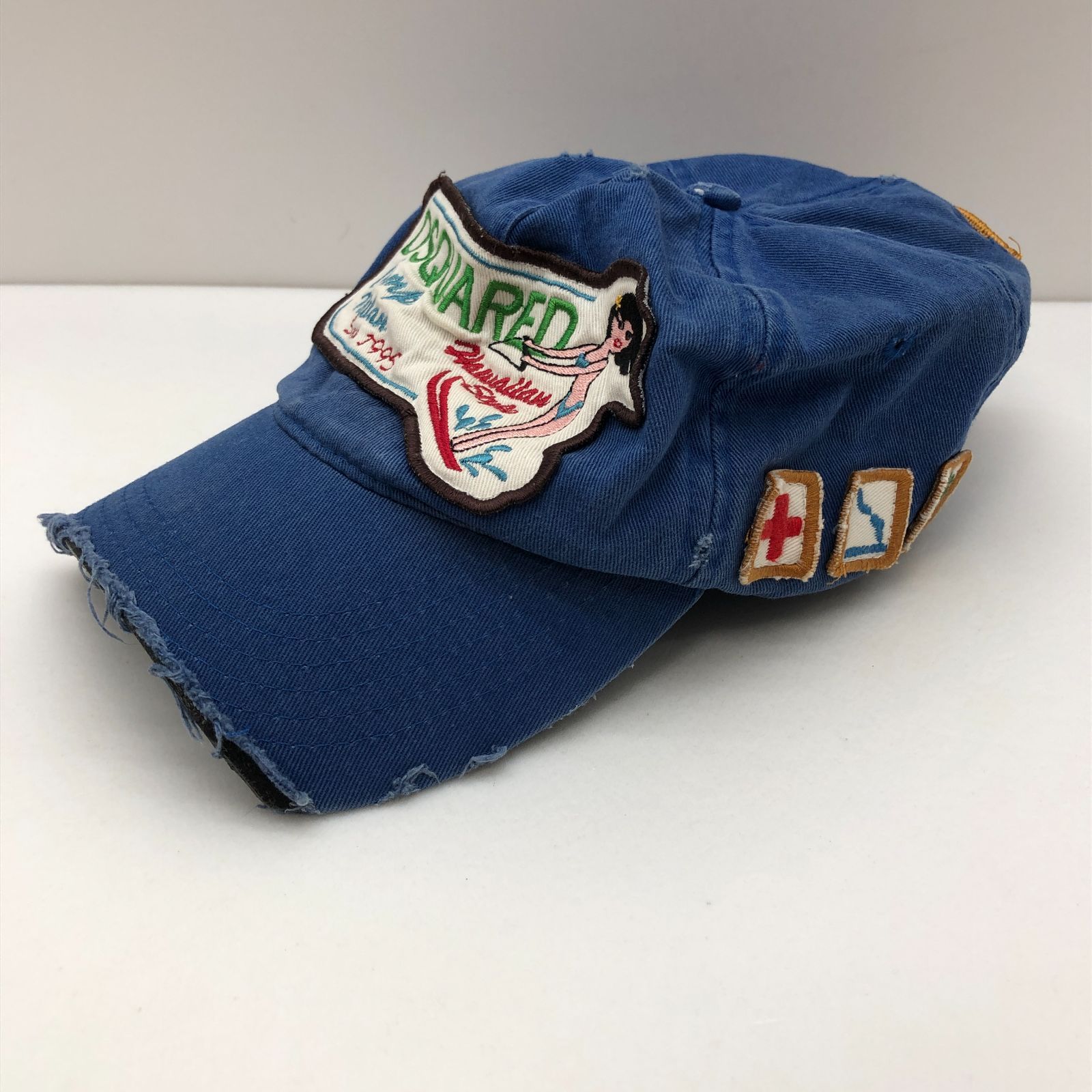 DSQUARED2 キャップ 帽子 ダメージ加工 ブルー ディースクエアード