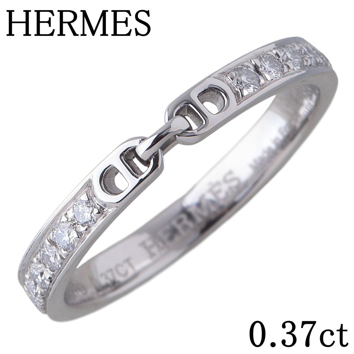 エルメス エヴァー シェーヌダンクル ダイヤ リング フルエタニティ 0.37ct #50 Pt950 新品仕上げ済 HERMES【26138】