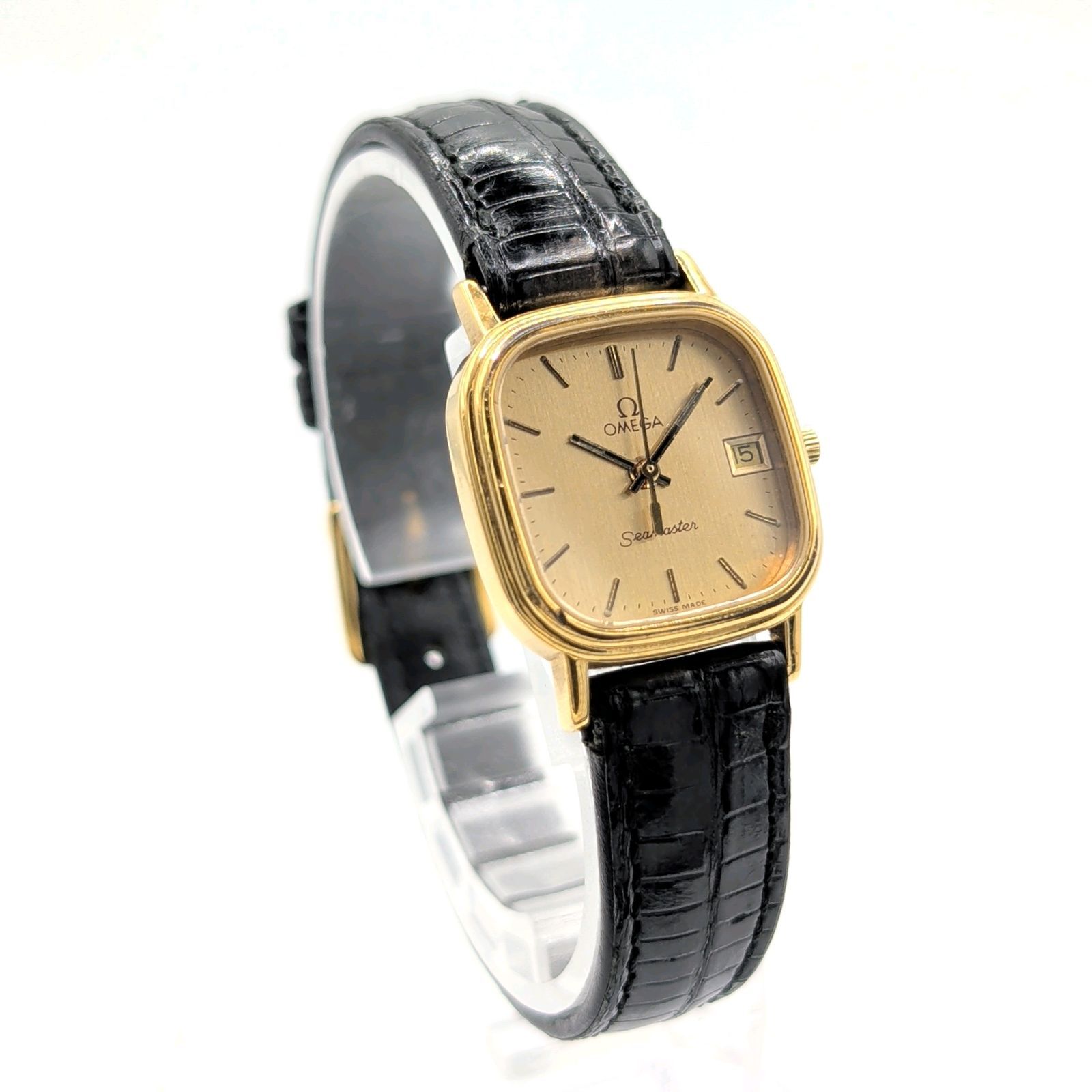 OMEGA Seamaster Watch Quartz Ladies Square Gold Gold dial Y2K 稼働 