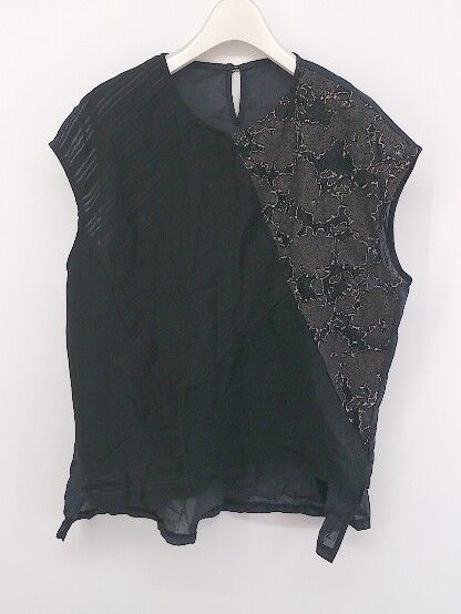 ◇ doll up oops シアー 切り替え ノースリーブ ブラウス カットソー サイズ38 ブラック レディース P 【中古】 【1209070000982】