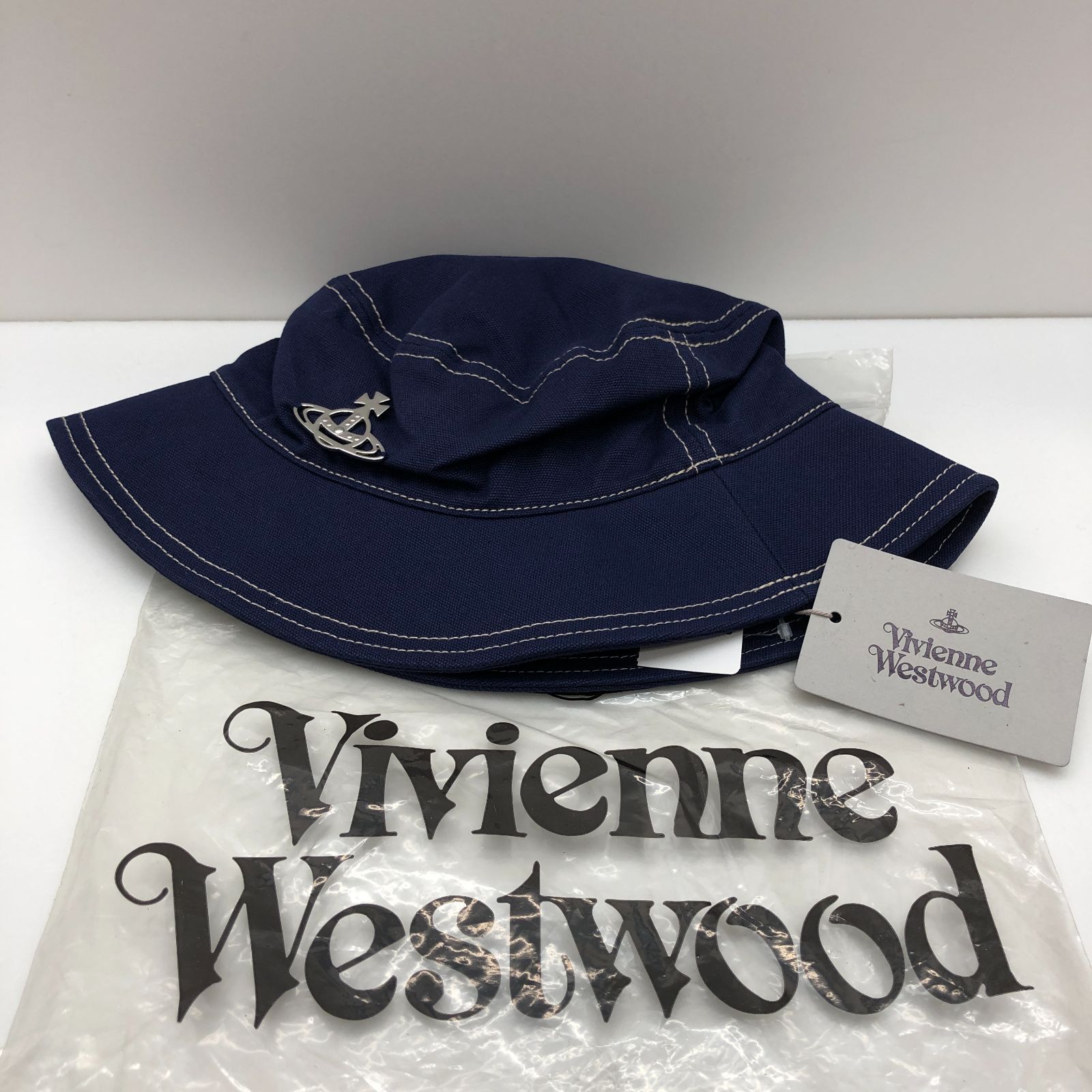 タグ付き】Vivienne Westwood ハット 帽子 Lサイズ ネイビー