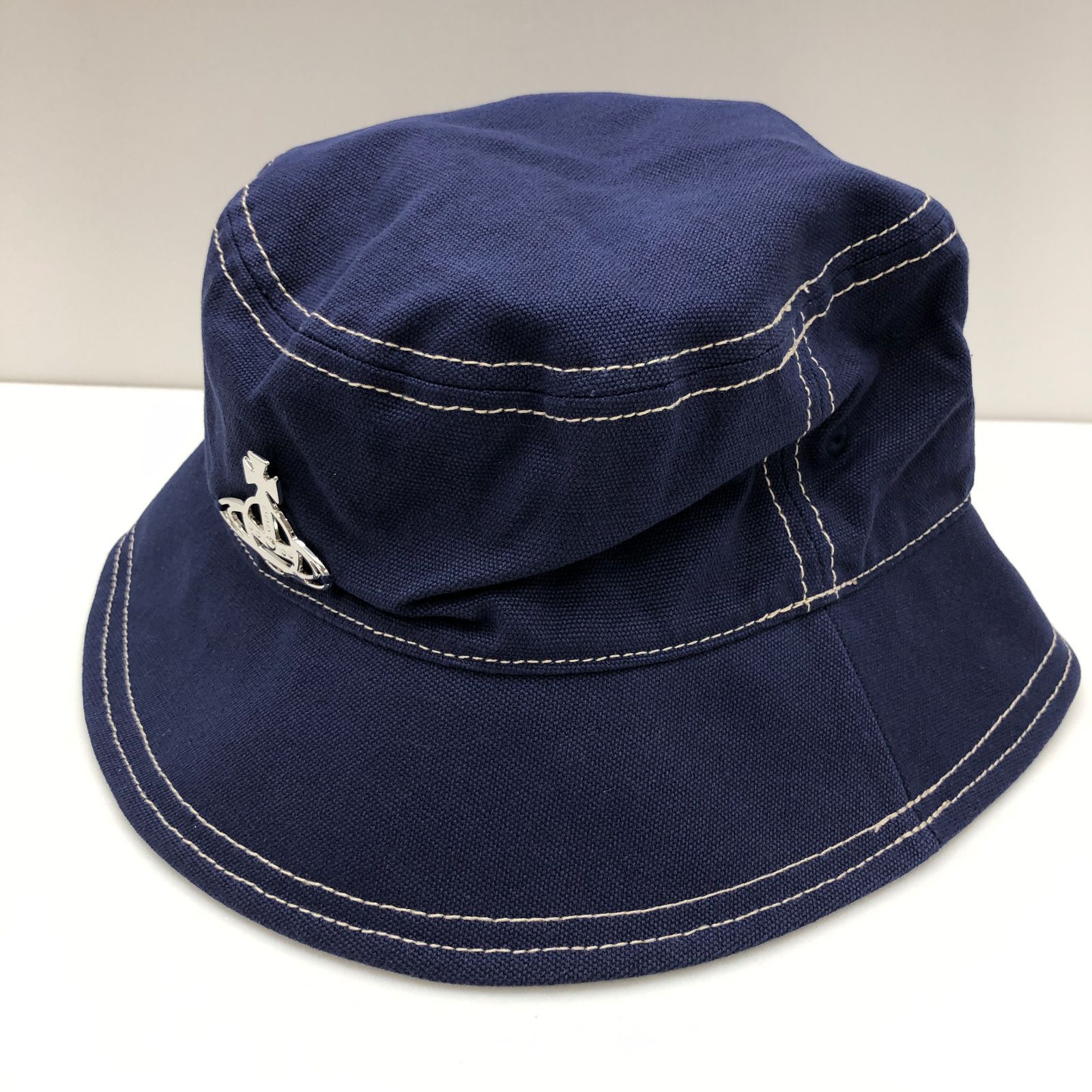 セール⭐︎Vivienne Westwood ネイビー　コットン帽子 タグ付き】Vivienne Westwood ハット 帽子 Lサイズ ネイビー
