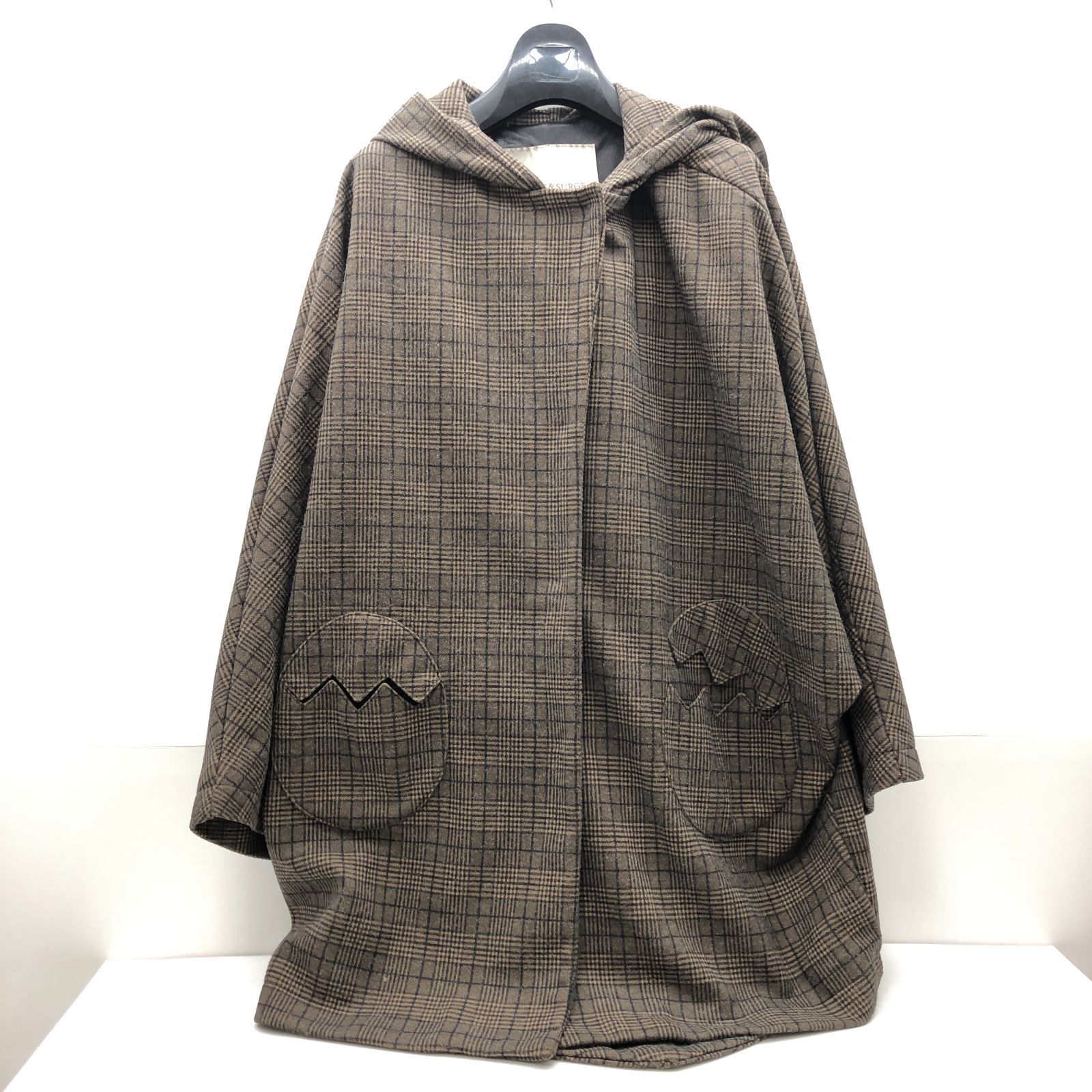 rivet & surge レディース コート ブラウン チェック柄 ドルマンスリーブ リベットアンドサージ SGAW26-1681