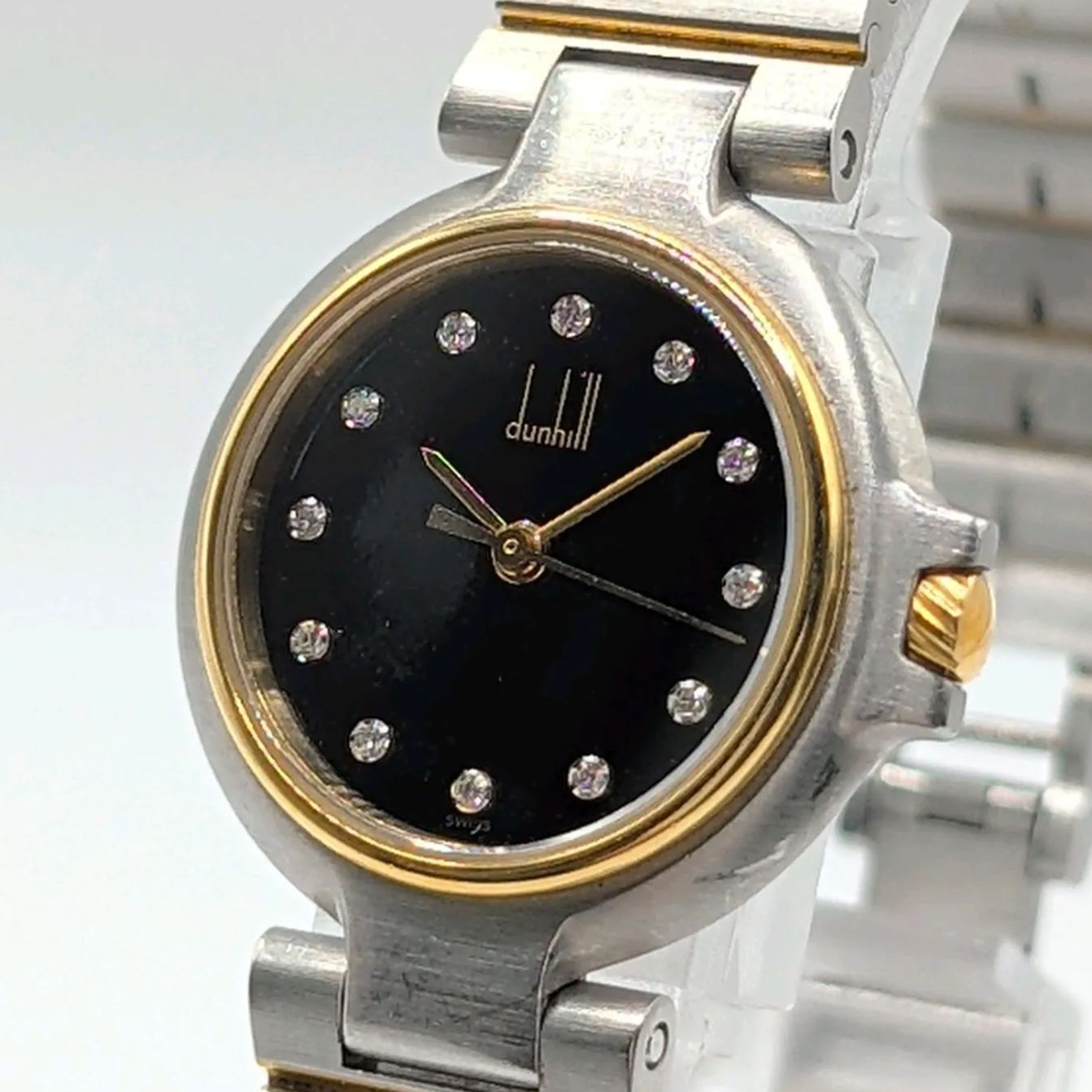 Dunhill Millennium Watch Ladies Quartz Round Gold Silver Combi Y2K 00S Date ダンヒル ミレニアム レディース 時計 クオーツ ラウンド ゴールド シルバー デイト ヴィンテージ 稼働品