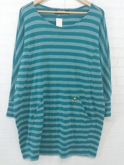◇ jevous enprie! ジュヴゾンプリ mercibeaucoup ボーダー 長袖 ミニ ニット ワンピース サイズ1 ブルー レディース P 【中古】 【1209090000504】