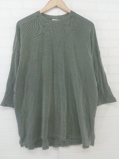◇ antiqua tree cafe アンティカ ドロップショルダー サーマル 半袖 Tシャツ カットソー 表記なし グリーン系 メンズ P 【1209090000214】