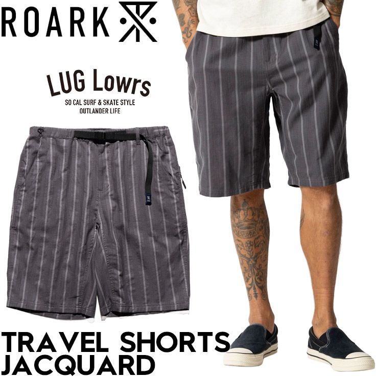ROARK ロアーク ショートパンツ メンズ ハーフパンツ トラベルショーツ ジャガードショーツ ストライプ TRAVEL SHORTS JACQUARD RSJ1222-BLK 26SU 日本代理店正規品