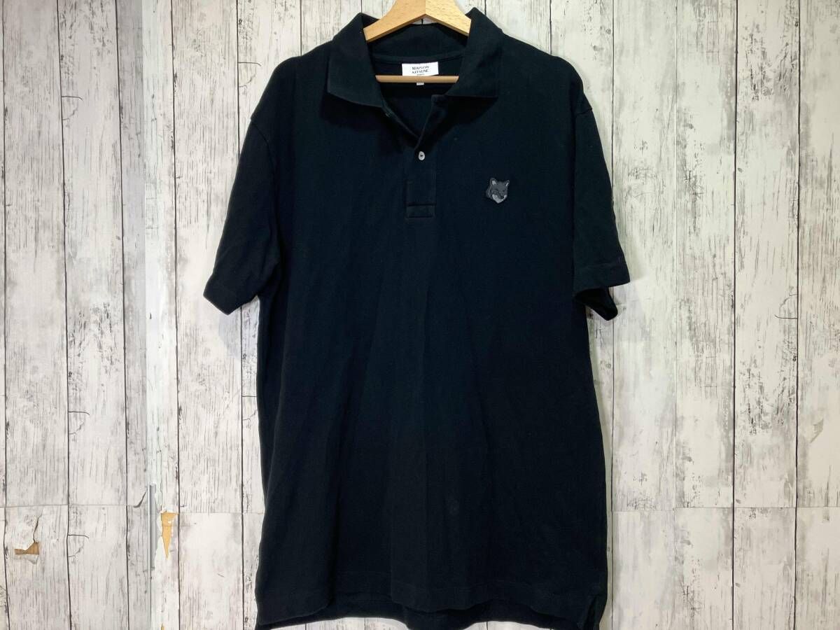 MAISON KITSUNE メゾンキツネ BOLD FOX HEAD PATCH COMFORT POLO ポロシャツ 半袖 ブラック MM00210KJ7010 L