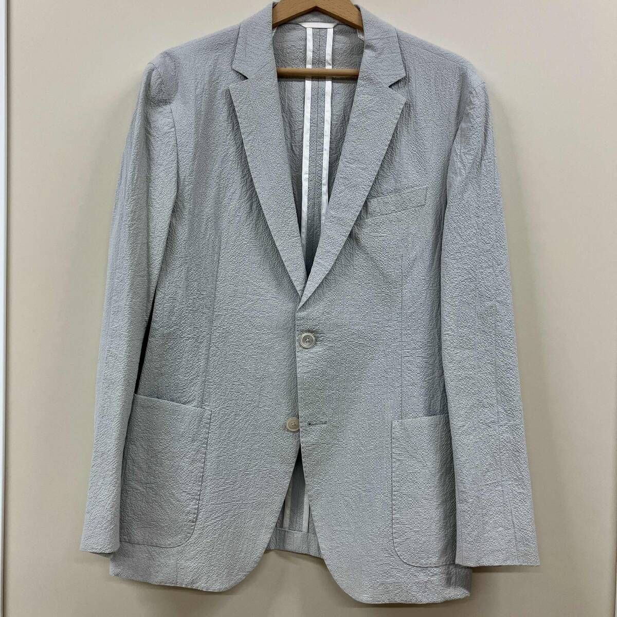 HUGO BOSS / ヒューゴボス テーラードジャケット 縮綿ジャケット ライトグレー