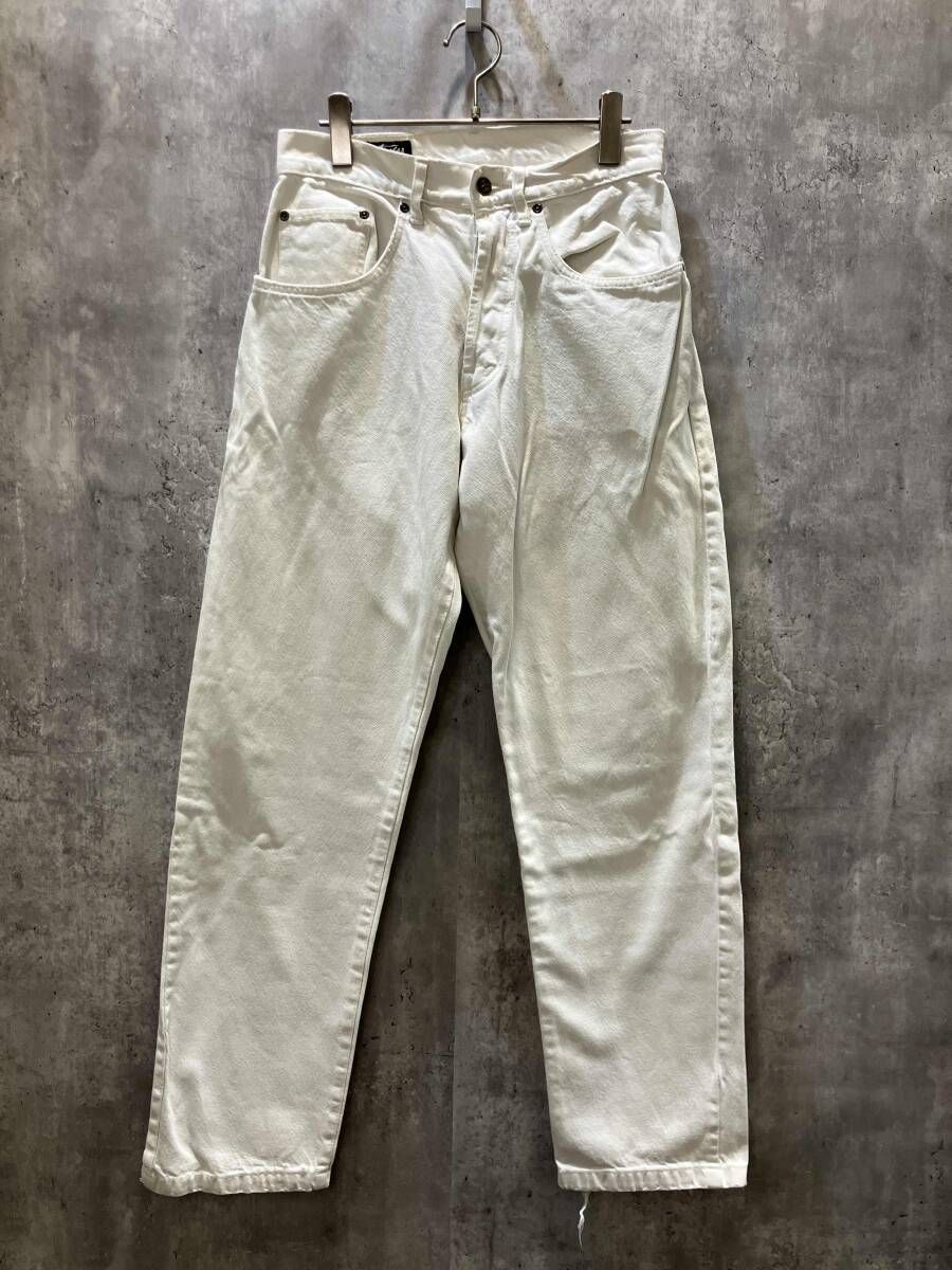 80s USA製 黒タグ前期 STUSSY ステューシー ホワイトデニムパンツ W30