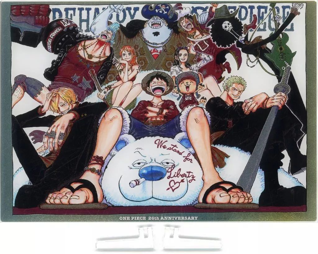 【中古】アクリルスタンド・アクリルパネル 麦わらの一味 箔入りアクリルアート -連載26周年突破記念Ver.- 「ワンピース」 完全受注生産限定