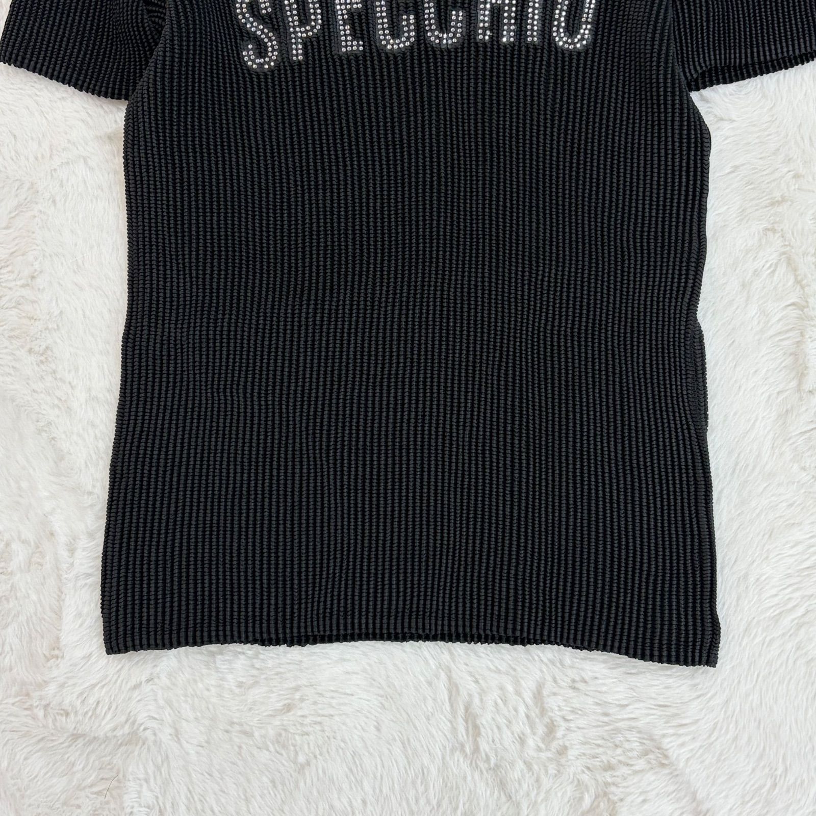 SPECCHIO スペッチオ 半袖 シャトルプリーツ カットソー ロゴ ライン 