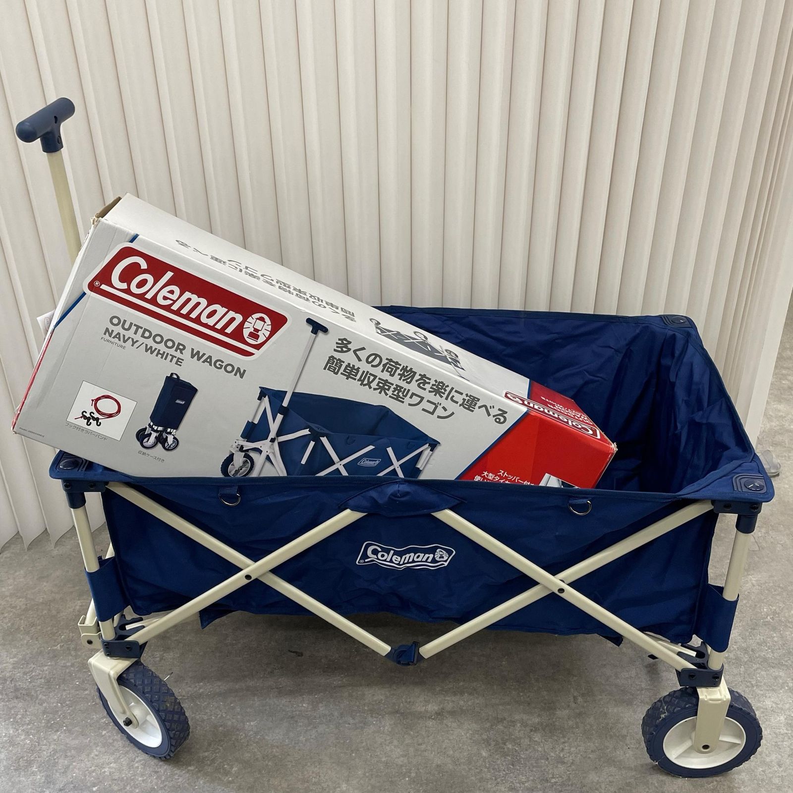 Coleman コールマン アウトドアワゴン 簡単収束型 2000034613 キャンプ用品 ネイビー ホワイト 中古