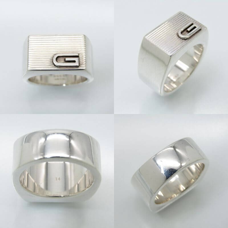 GUCCI グッチ リング シグネット #14 印台 Gロゴ SV925 イタリア製 