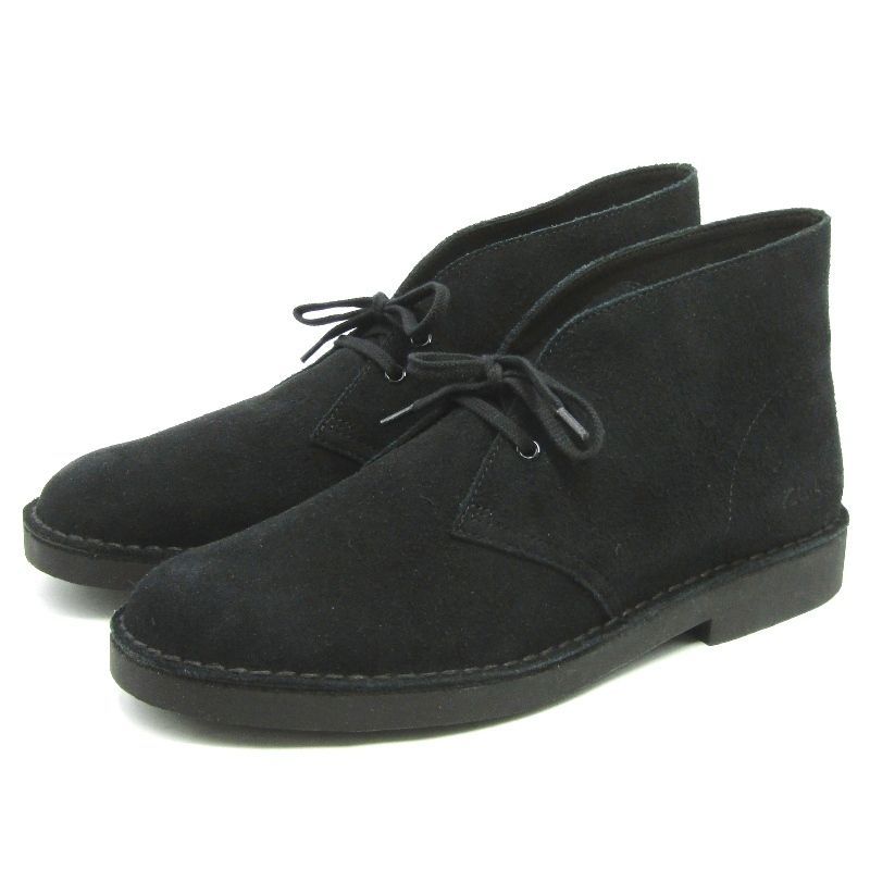 美品 Clarks クラークス UK9G デザートブーツ エヴォ 26166779 Desert Bt Evo オーソライト スエード レースアップブーツ 黒 35005542