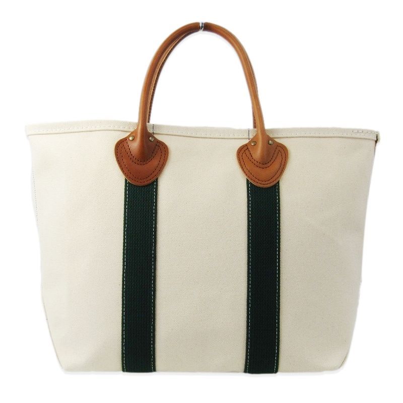 美品 BARK OUTSIDERS バークアウトサイダース トートバッグ Leather Handle Tote 80's 姫路レザー キャンバス グリーン M 47000093