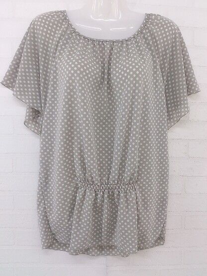 ◇ green label relaxing 水玉 ドット 半袖 ブラウス カットソー グリーン グレー ホワイト系 レディース P 【中古】 【1209260004332】