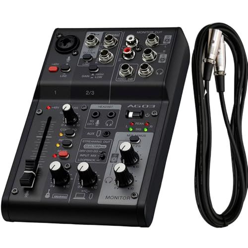 【OBS認証デバイス】 YAMAНA AG03MK2 B ライブストリミングミキサー 3チャンネル ブラック + マイクケーブル 【配信向けオーディオインターフェースセット】 shu 02043b27