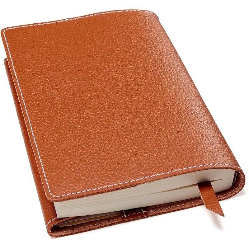 【新品】 ブックカバー 文庫本サイズ 本革 【厚い本でも使用可能／しおり／ギフトボックス付き】 A6 シュリンクレザー 文庫本カバー (キャメル) 1