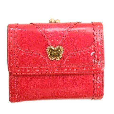 アナスイ ANNA SUI 三つ折り財布 ウォレット レザー がま口 ピンク 260515E