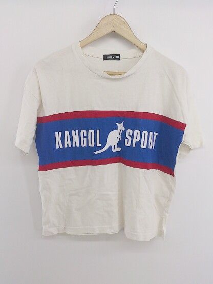◇ KANGOL SPORT 別注 クルーネック ロゴプリント 半袖 Tシャツ カットソー サイズF ホワイト マルチ レディース P 【中古】 【1209280002394】