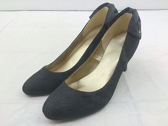 ◇ vanitybeautｙ バニティービューティー バックリボン レース ヒール パンプス サイズ 24.0 ブラック レディース P 【1210030003097】